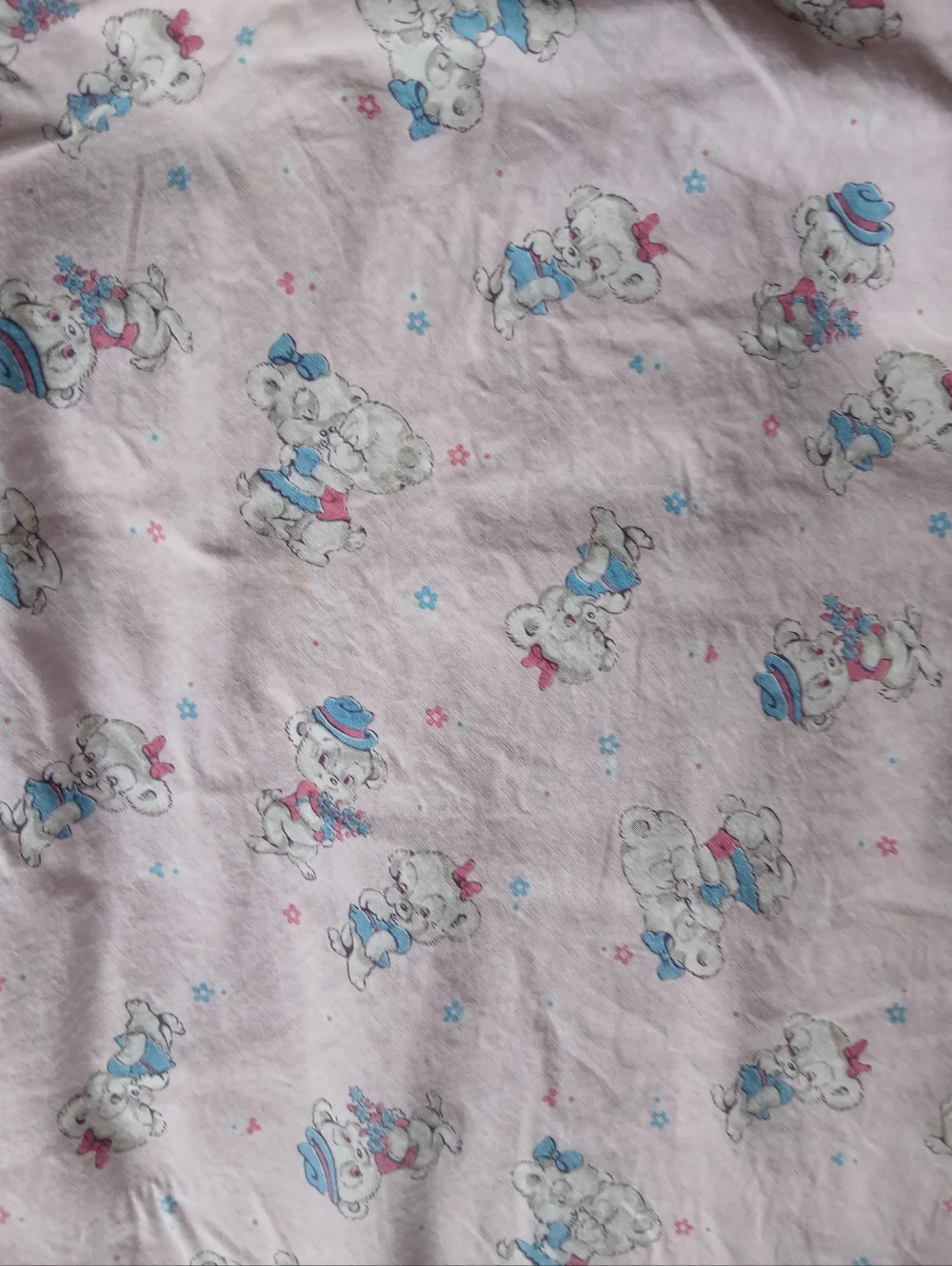 Vintage Children's Quilt with Pink and Teal Clown Print